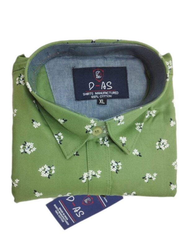DAS PISTA GREEN WITH WHITE FLORAL PRINT SHIRT ( BRAND GENERIC )