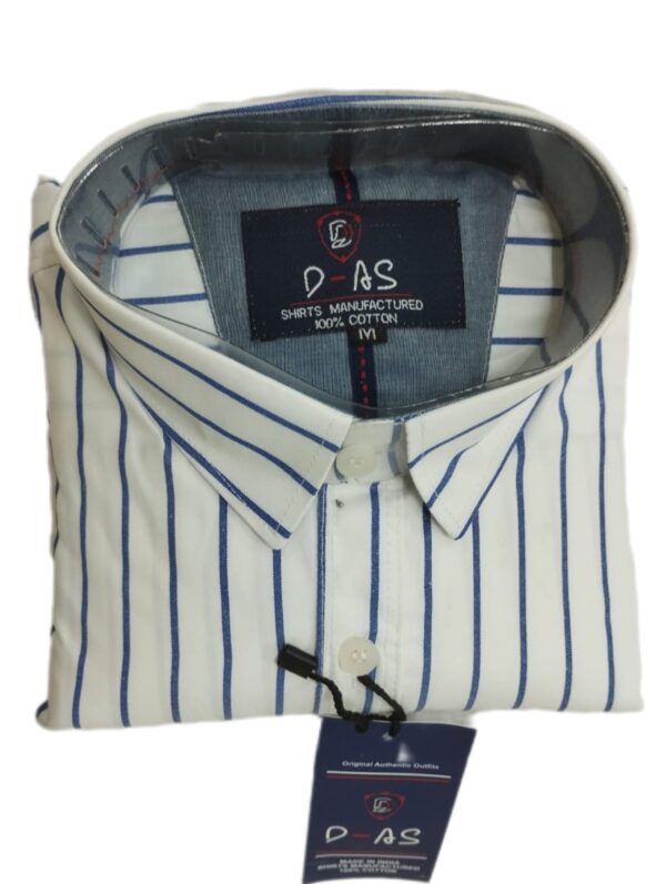 DAS WHITE SHADE WITH BLUE VERTICAL LINES SHIRT ( BRAND GENERIC )
