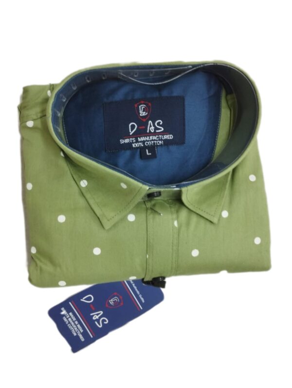 DAS CARDAMOM GREEN WITH WHITE POLKA DOT PRINT SHIRT ( BRAND GENERIC )