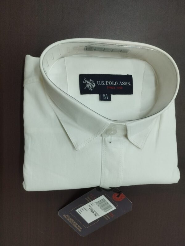 U.S.POLO WHITE COTTON PLAIN SHIRT ( BRAND GENERIC )