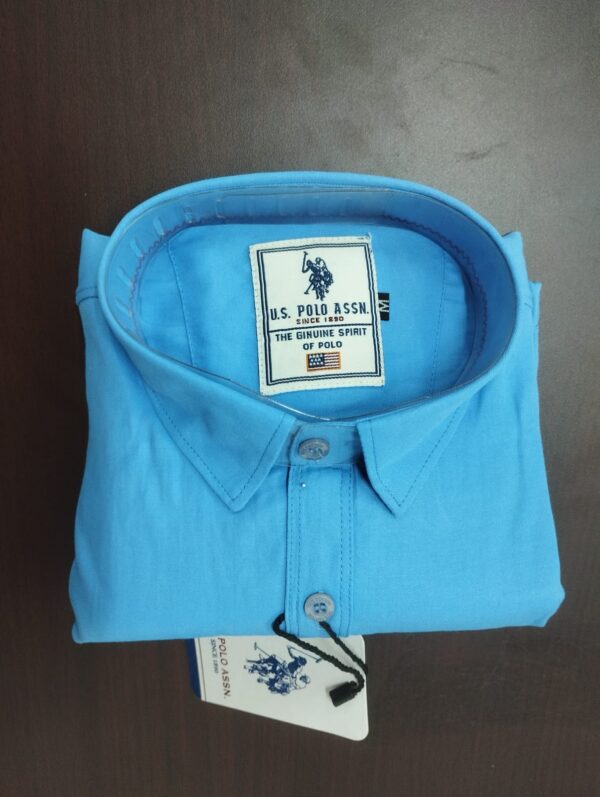 U.S.POLO DEEP SKY BLUE COTTON PLAIN SHIRT ( BRAND GENERIC )
