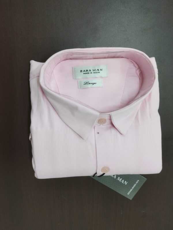 ZARAMAN LIGHT PINK COTTON PLAIN SHIRT ( BRAND GENERIC )