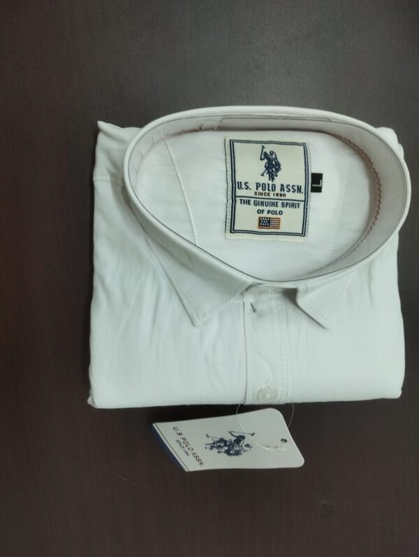 US POLO WHITE COTTON PLAIN SHIRT ( BRAND GENERIC )