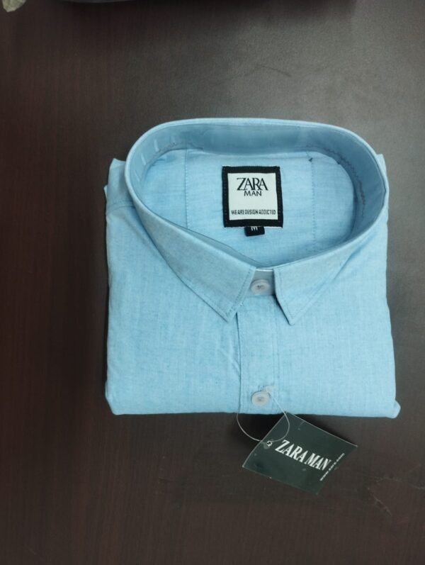 ZARAMAN SKY BLUE COTTON PLAIN SHIRT ( BRAND GENERIC )